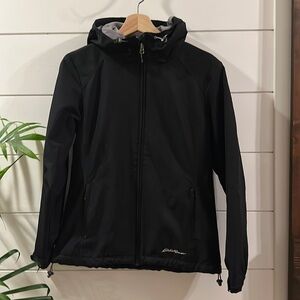 Eddie Bauer Black SOFT SHELL HOODED Jacket SIZE XS